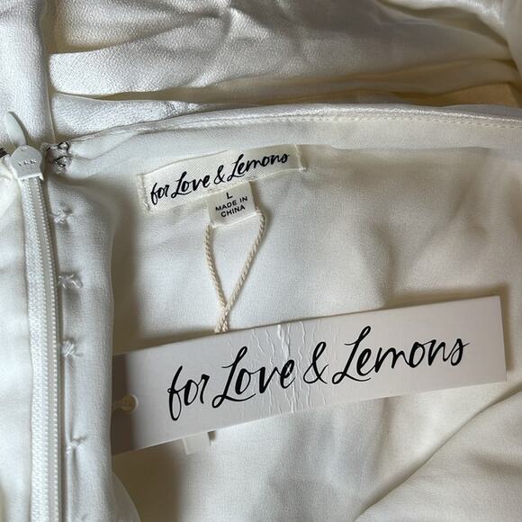 For Love & Lemons Esme Puff Sleeve Bridal White Maxi Gown Size Large - Picture 11 of 12